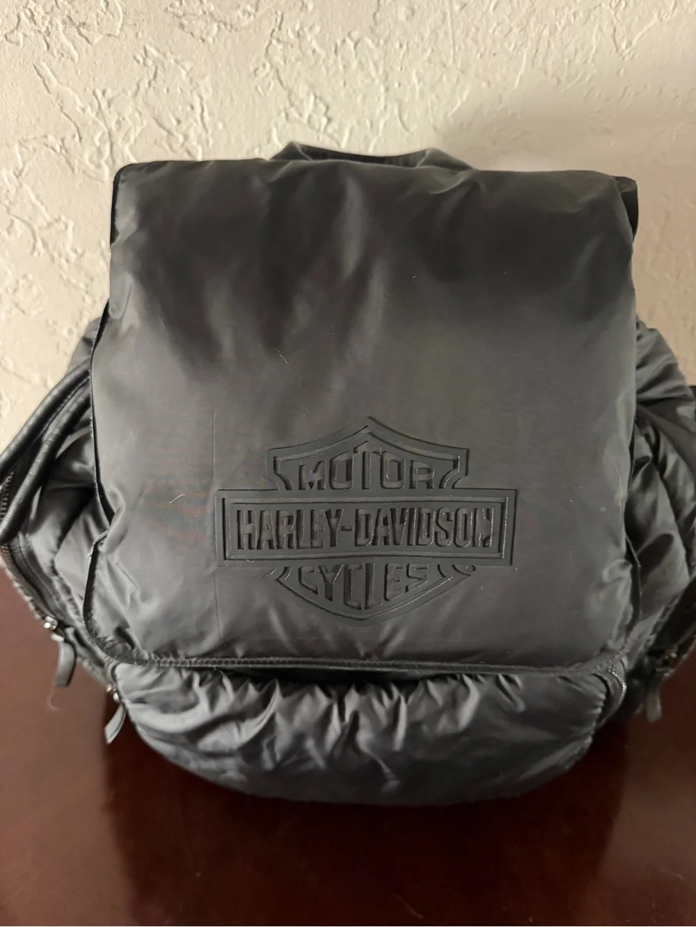 Harley Davidson Black Puffer Nylon Backpack Shoulder Bag